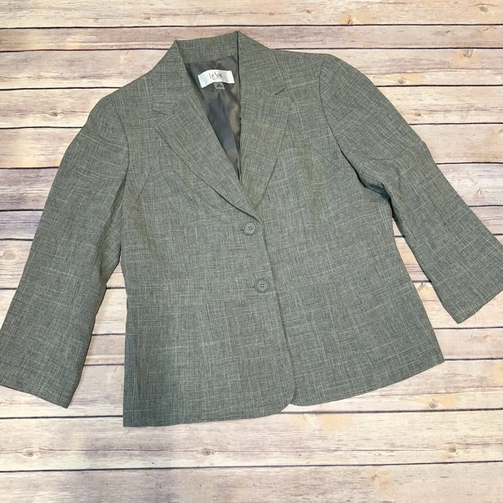 Le Suit Women’s Crosshatch Two Button Jacket Gray Multi 10P